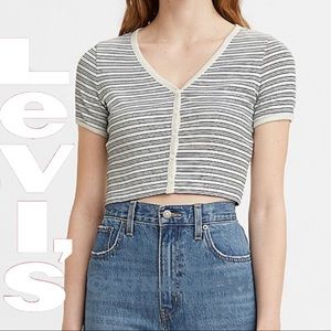 🆕 Levi’s | Plein Air Stripe Gema FrontButton Cropped Baby Tee. 90’s …